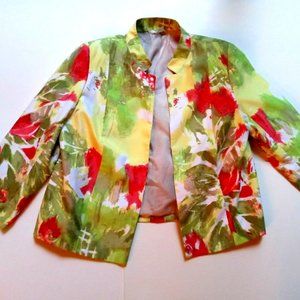 ALIA Women Colorful Lined Open Jacket Blazer Sz 10
